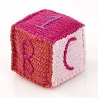 Pebble - Knitted Toy Block Rattle - Pink